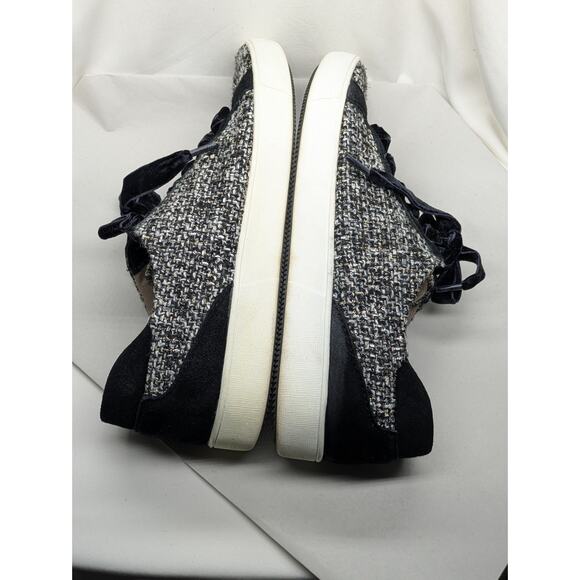 Naturalizer Morrison Sneakers 9.5 Wide Black-White Tweed Velvet Burnout Lace - Picture 7 of 7